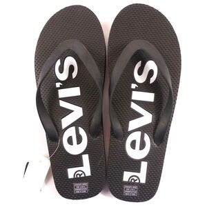 Levis Wordmark Flip Flop Sandals Men Size Large 10/11 Black